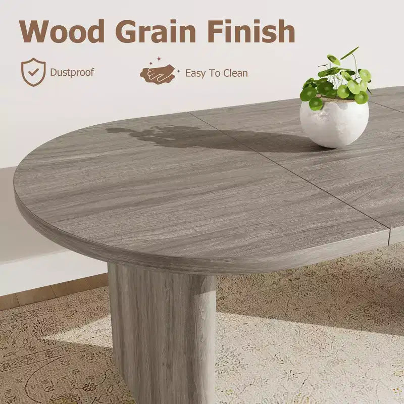 Ensemble table à manger ovale avec chaises de salle à manger rembourrées, table de cuisine avec base en bois robuste, chaise de salle à manger à dossier haut en bois massif pour la cuisine