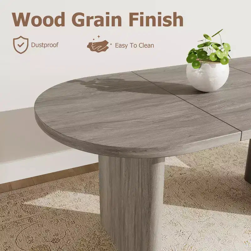 Ensemble table à manger ovale avec chaises de salle à manger rembourrées, table de cuisine avec base en bois robuste, chaise de salle à manger à dossier haut en bois massif pour la cuisine