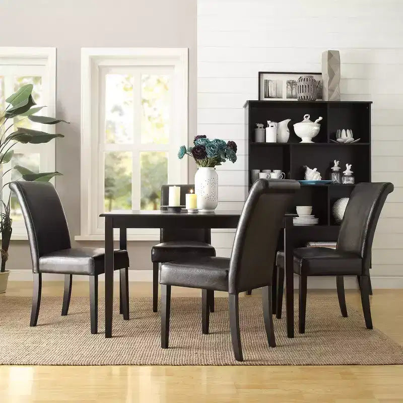 Salido Dining Set - 5-Piece - Black Vinyl - iNSPIRE Q