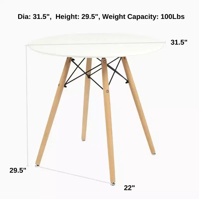 Ensemble de salle à manger rond FurnitureR pour 4 personnes, table de cuisine de 80 cm avec 4 chaises rembourrées, ensemble de salle à manger avec pieds en bois pour petit espace, appartement, coin petit-déjeuner