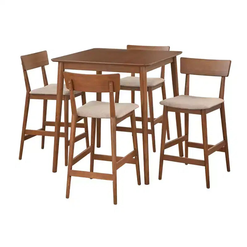 Lifestorey 5pc Newington Counter Height Dining Set Walnut