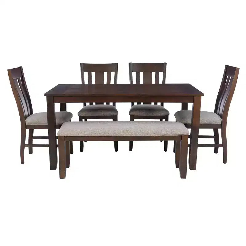 Powell 6pc Rectangle Lewis Dining Set Brown