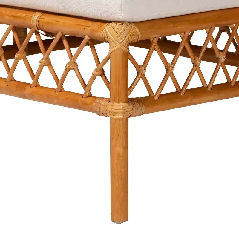bali & pari Ensemble de salle à manger d'angle Adalina en rotin 4 pièces : Coussins moelleux, Table ronde, Aucun assemblage requis