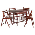 5pc Taylor Drop Leaf Dining Set with Folding Chairs Walnut - Winsome: Traditional Hardwood Dining, 4 Armless Seats, Rectangle