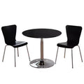Buylateral 3pc Hillboro Modern Dining Set Black: Round Table, Metal Frame, 2 Armless Chairs