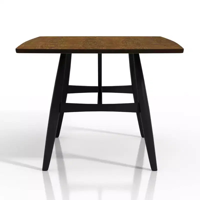 Ensemble table de salle à manger 7 pièces Bernst style moderne du milieu du siècle Chêne ancien/Noir/Gris - miBasics : Bois d'hévéa, Chaises rembourrées, Piétement tréteau