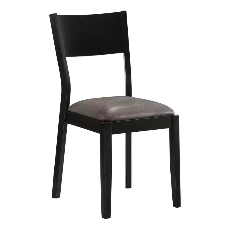 Ensemble table de salle à manger 7 pièces Bernst style moderne du milieu du siècle Chêne ancien/Noir/Gris - miBasics : Bois d'hévéa, Chaises rembourrées, Piétement tréteau