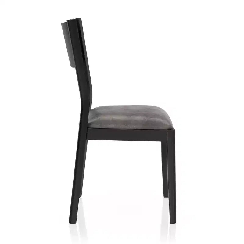 Ensemble table de salle à manger 7 pièces Bernst style moderne du milieu du siècle Chêne ancien/Noir/Gris - miBasics : Bois d'hévéa, Chaises rembourrées, Piétement tréteau