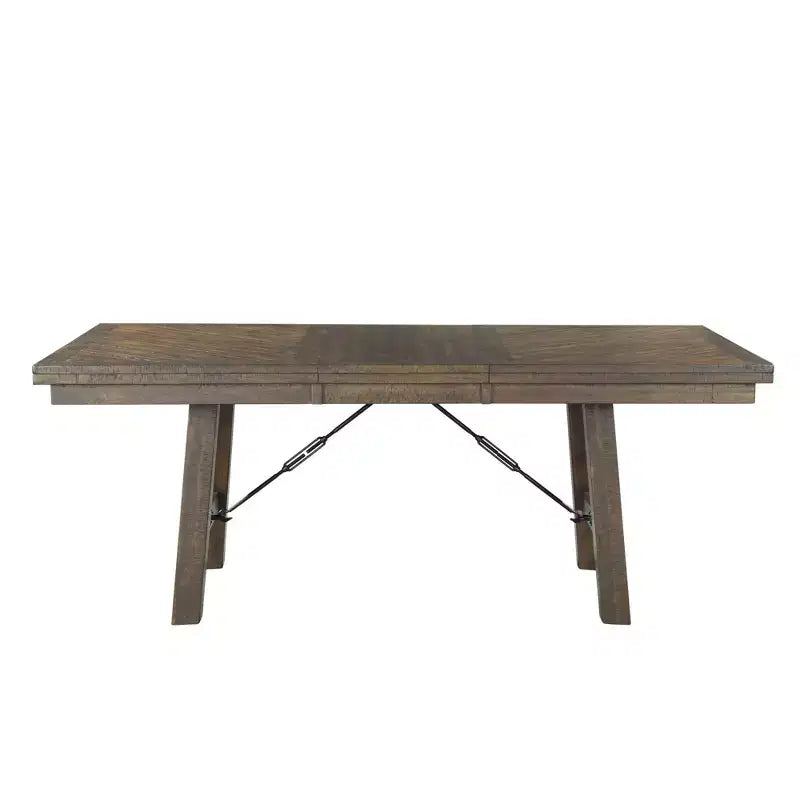 Dex 7pc Extendable Dining Table Set and 6 Upholster Side Chairs Walnut Brown/Cream - Picket House Furnishings: Smokey Finish, Flared Legs