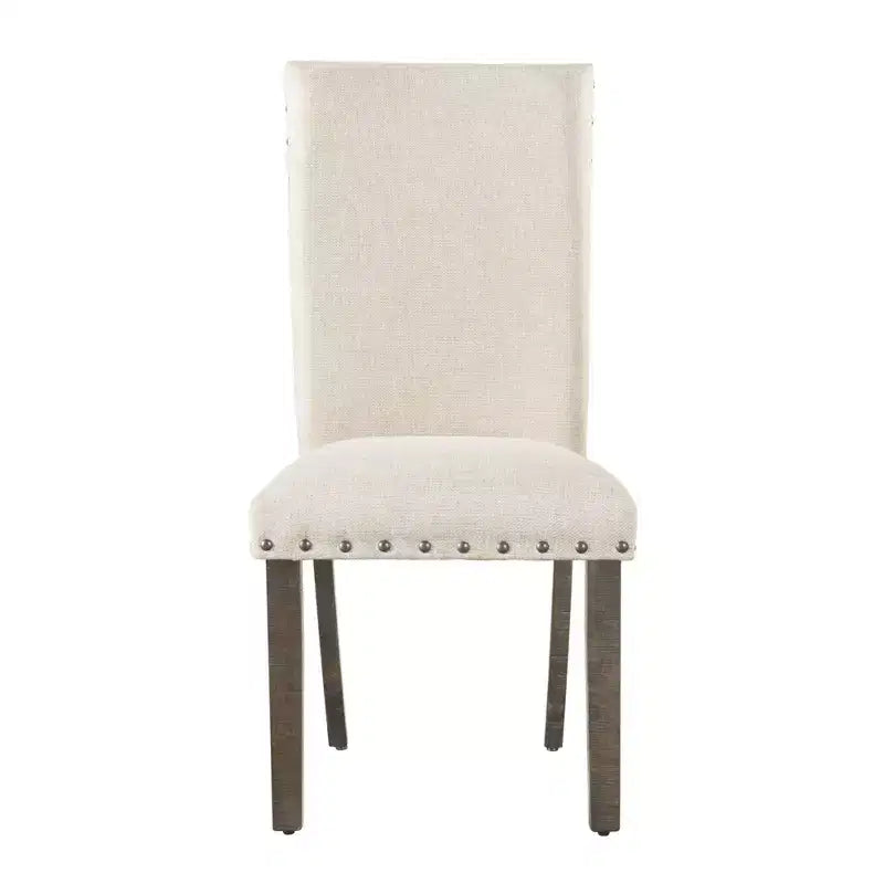 Ensemble de salle à manger extensible 7 pièces Dex et 6 chaises latérales rembourrées Noyer/Crème - Picket House Furnishings : Finition fumée, Pieds évasés