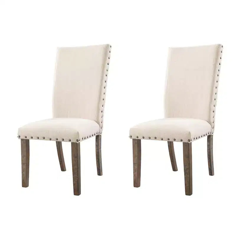 Ensemble de salle à manger extensible 7 pièces Dex et 6 chaises latérales rembourrées Noyer/Crème - Picket House Furnishings : Finition fumée, Pieds évasés