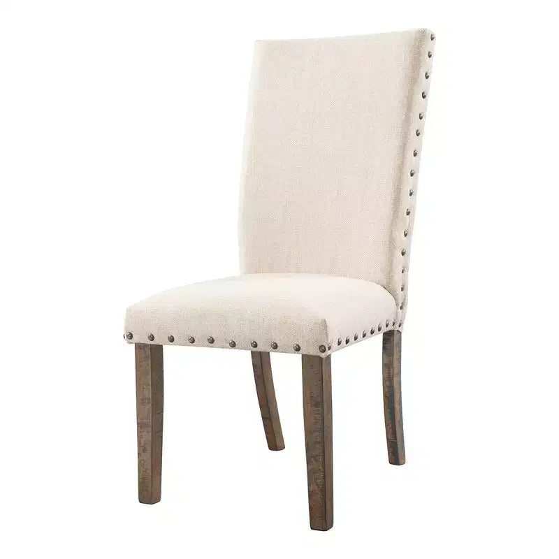 Ensemble de salle à manger extensible 7 pièces Dex et 6 chaises latérales rembourrées Noyer/Crème - Picket House Furnishings : Finition fumée, Pieds évasés