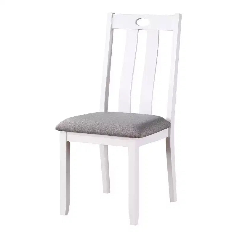 HOMES: Inside + Out Ensemble de salle à manger 5 pièces Seawhisper de style transitionnel blanc/gris : Bois massif, chaises rembourrées, style cottage