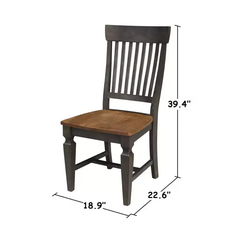 Table à manger ronde à rallonges doubles de 107 cm avec 4 chaises à dossier ajouré Noyer cendré/Charbon délavé - International Concepts : Bois d'hévéa, Piètement central