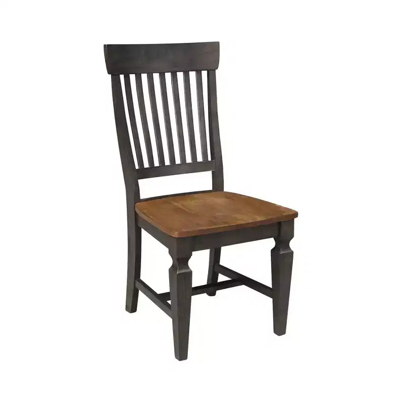 Table à manger ronde à rallonges doubles de 107 cm avec 4 chaises à dossier ajouré Noyer cendré/Charbon délavé - International Concepts : Bois d'hévéa, Piètement central