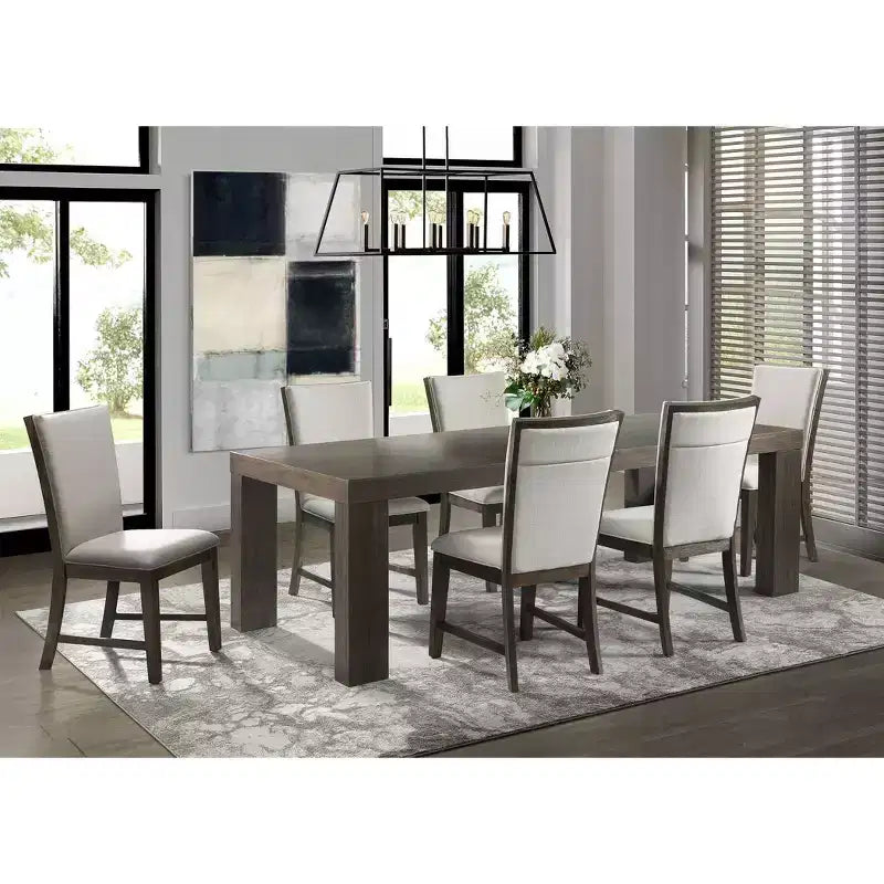 Table à manger extensible 7 pièces Jasper et six chaises d'appoint rembourrées Noyer grillé - Picket House Furnishings