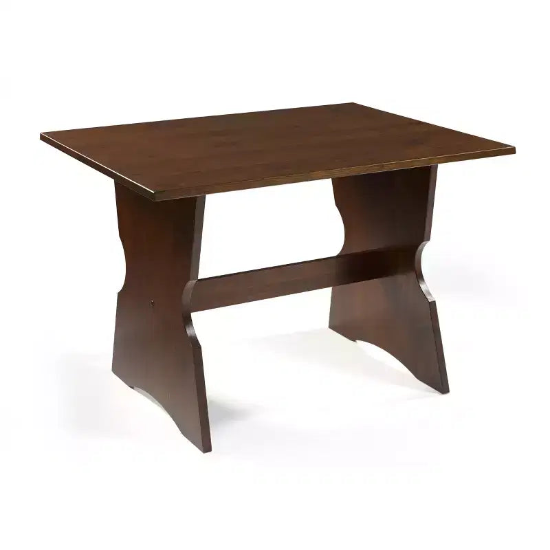 Ensemble de salle à manger d'angle 3 pièces Colby en L avec banc et tabouret, marron - Linon : cadre en bois, 5 places, piètement tréteaux