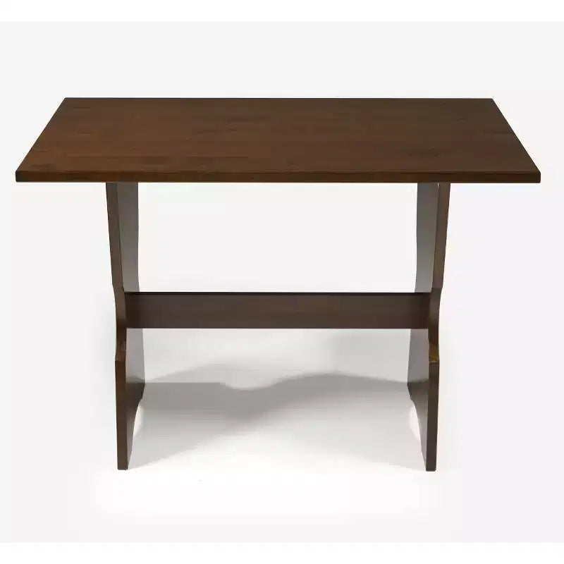 Ensemble de salle à manger d'angle 3 pièces Colby en L avec banc et tabouret, marron - Linon : cadre en bois, 5 places, piètement tréteaux