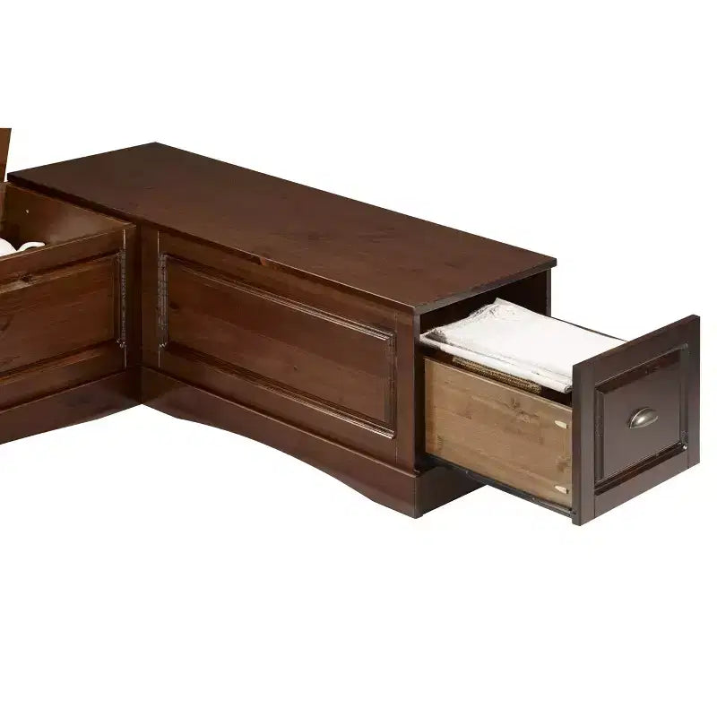 Ensemble de salle à manger d'angle 3 pièces Colby en L avec banc et tabouret, marron - Linon : cadre en bois, 5 places, piètement tréteaux