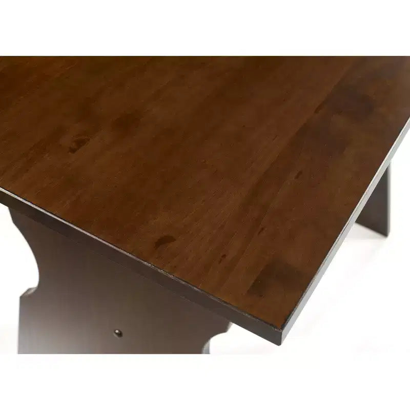 Ensemble de salle à manger d'angle 3 pièces Colby en L avec banc et tabouret, marron - Linon : cadre en bois, 5 places, piètement tréteaux