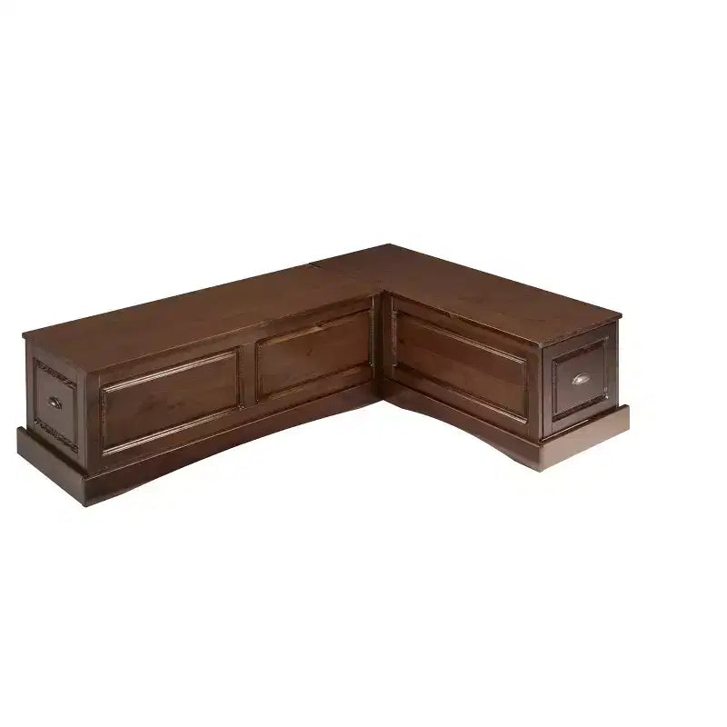 Ensemble de salle à manger d'angle 3 pièces Colby en L avec banc et tabouret, marron - Linon : cadre en bois, 5 places, piètement tréteaux