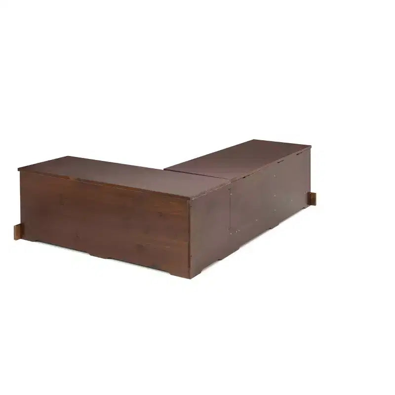 Ensemble de salle à manger d'angle 3 pièces Colby en L avec banc et tabouret, marron - Linon : cadre en bois, 5 places, piètement tréteaux
