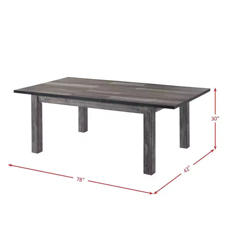 Table à manger extensible Grayson 5 pièces avec sièges rembourrés Chêne gris - Picket House Furnishings : Bois d'hévéa, 6 places, Forme carrée