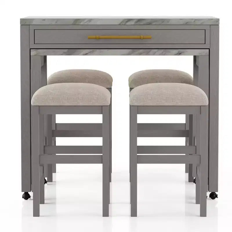 Ensemble de salle à manger 5 pièces extensible Gardenside Hauteur comptoir Blanc/Gris clair/Beige - HOMES: Inside + Out