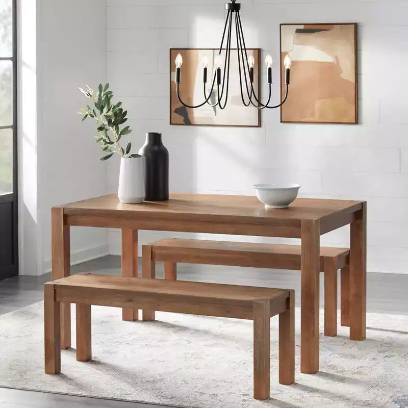 Ensemble de salle à manger Buylateral 3 pièces Verdon de style ferme moderne avec banc, couleur bois flotté