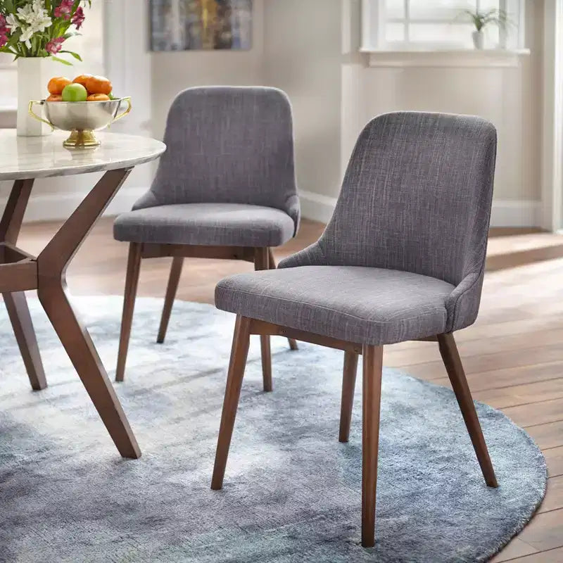 Ensemble de salle à manger rond 3 pièces Buylateral Saville Mid-Century Modern en simili marbre noyer/gris