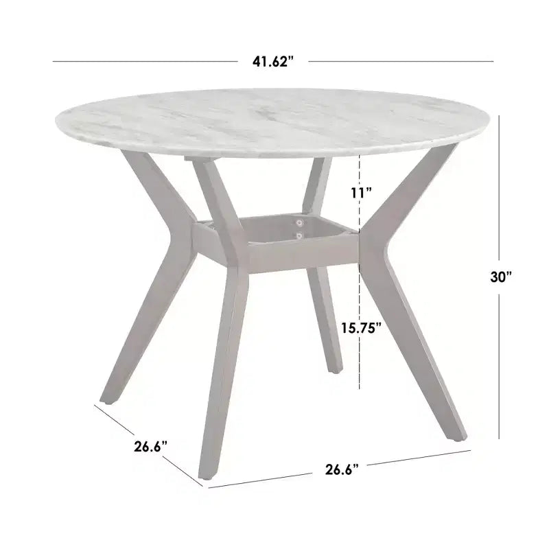 Ensemble de salle à manger rond 3 pièces Buylateral Saville Mid-Century Modern en simili marbre noyer/gris