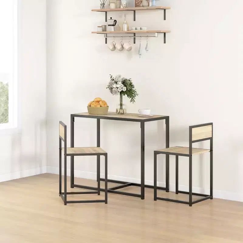 Ensemble table et 2 tabourets de bar industriels HOMCOM, ensemble table et chaises de comptoir pour petits espaces, salle à manger