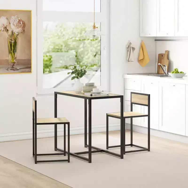 Ensemble table et 2 tabourets de bar industriels HOMCOM, ensemble table et chaises de comptoir pour petits espaces, salle à manger