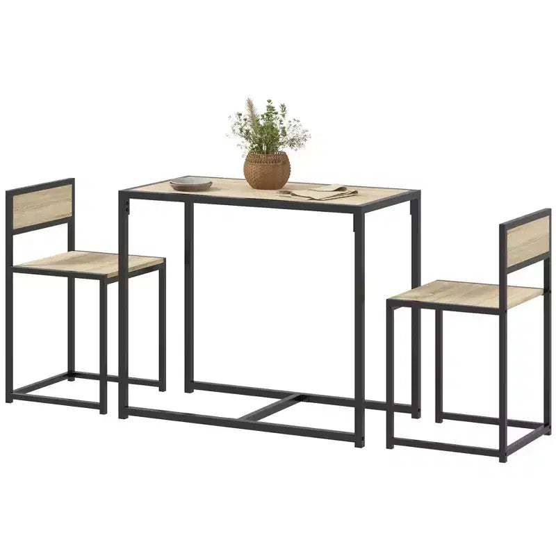 Ensemble table et 2 tabourets de bar industriels HOMCOM, ensemble table et chaises de comptoir pour petits espaces, salle à manger