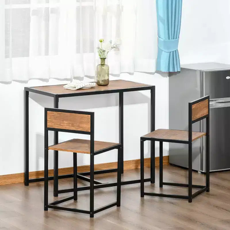Ensemble table et 2 tabourets de bar industriels HOMCOM, ensemble table et chaises de comptoir pour petits espaces, salle à manger