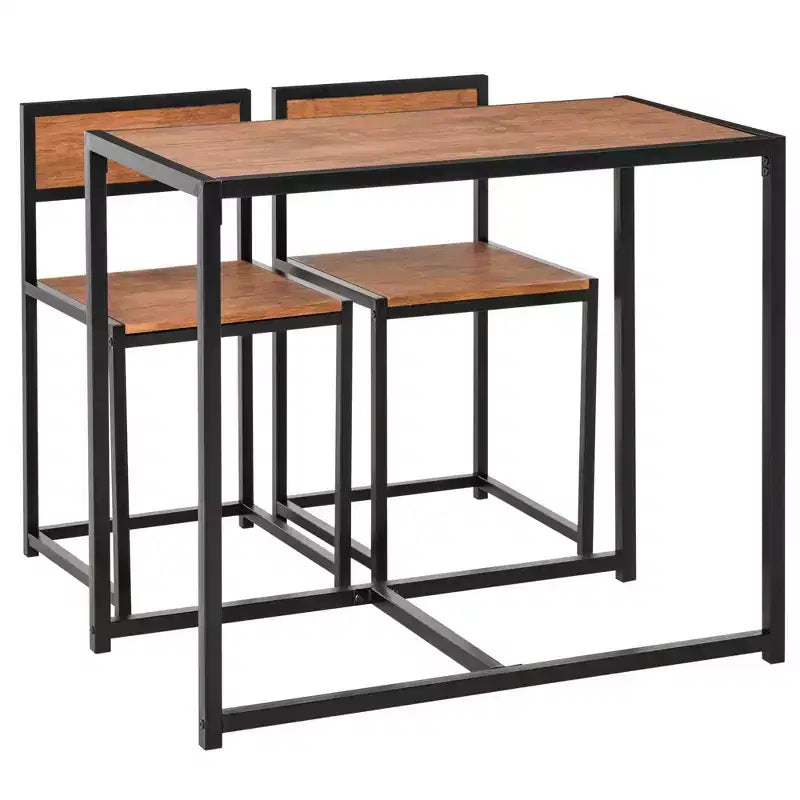 Ensemble table et 2 tabourets de bar industriels HOMCOM, ensemble table et chaises de comptoir pour petits espaces, salle à manger