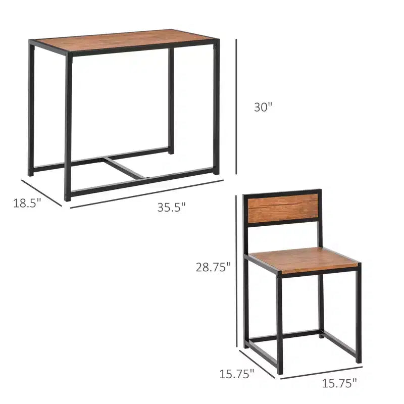 Ensemble table et 2 tabourets de bar industriels HOMCOM, ensemble table et chaises de comptoir pour petits espaces, salle à manger