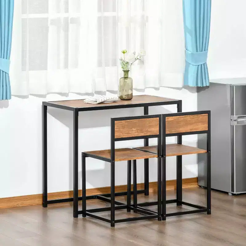 Ensemble table et 2 tabourets de bar industriels HOMCOM, ensemble table et chaises de comptoir pour petits espaces, salle à manger