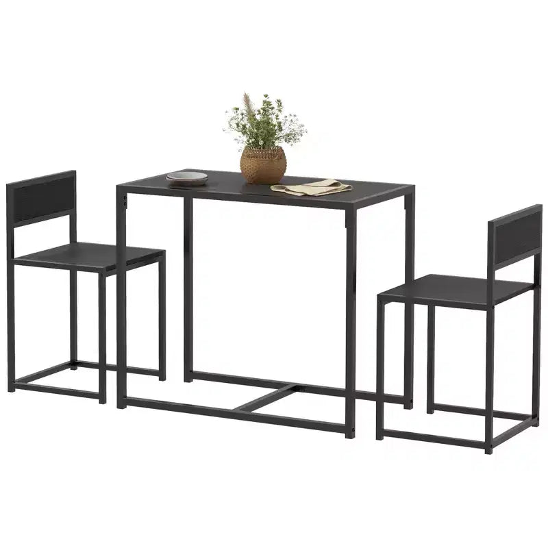 Ensemble table et 2 tabourets de bar industriels HOMCOM, ensemble table et chaises de comptoir pour petits espaces, salle à manger