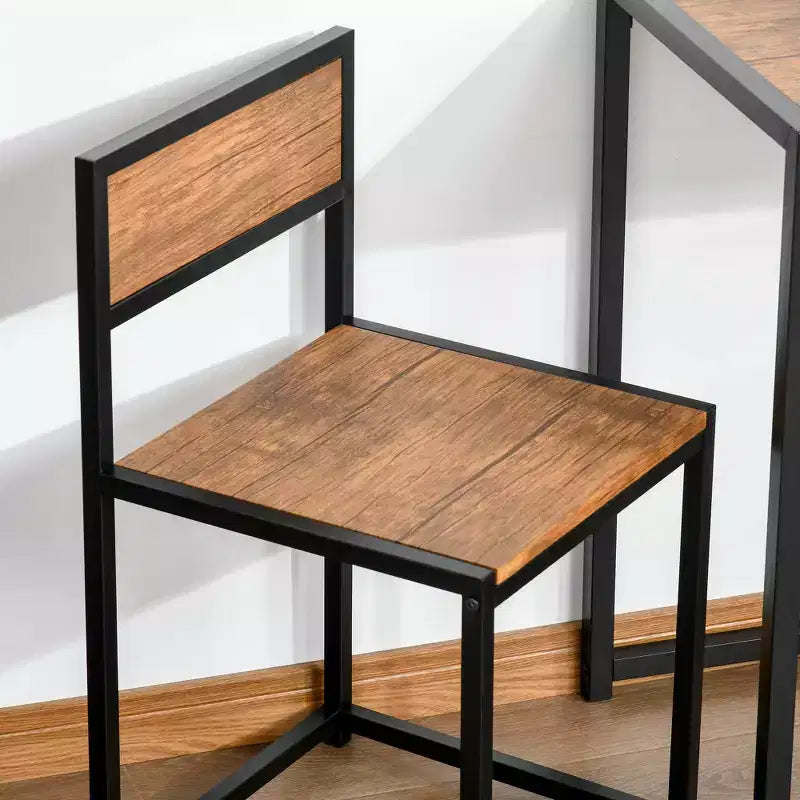 Ensemble table et 2 tabourets de bar industriels HOMCOM, ensemble table et chaises de comptoir pour petits espaces, salle à manger