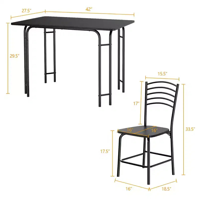 Costway Ensemble de salle à manger moderne 5 pièces, 4 chaises, cadre en acier, mobilier de cuisine, noir