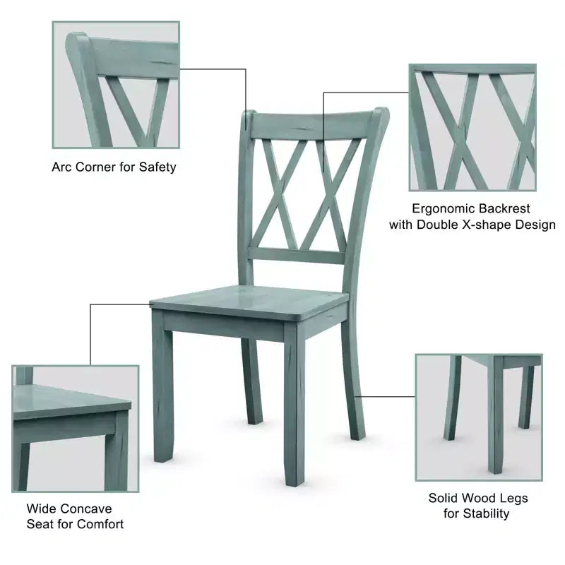 Costway Ensemble de salle à manger 5 pièces Table rectangulaire moderne et 4 chaises en bois d'hévéa pour cuisine et petit-déjeuner