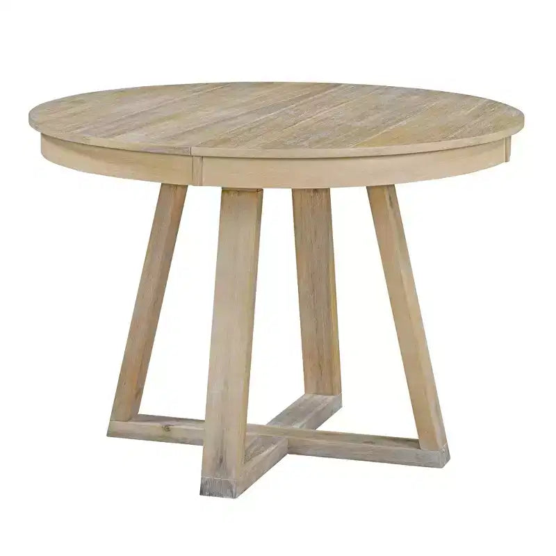 Ensemble de salle à manger vintage fonctionnel 5 pièces, table ronde avec rallonge de 40 cm et 4 chaises rembourrées - ModernLuxe
