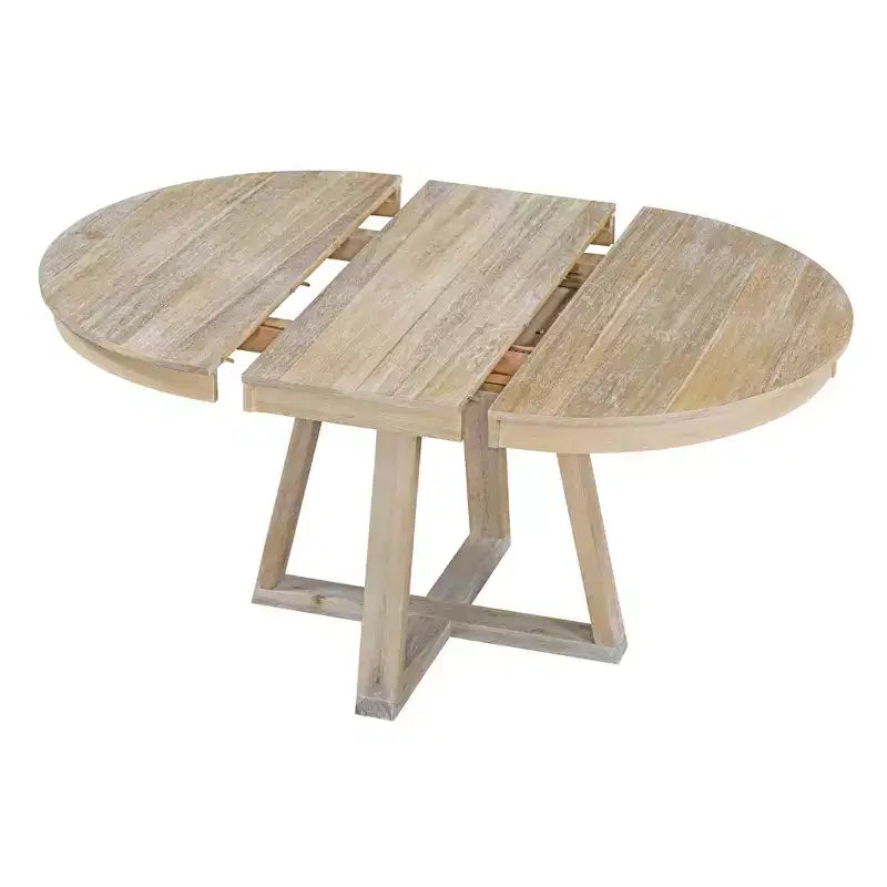 Ensemble de salle à manger vintage fonctionnel 5 pièces, table ronde avec rallonge de 40 cm et 4 chaises rembourrées - ModernLuxe