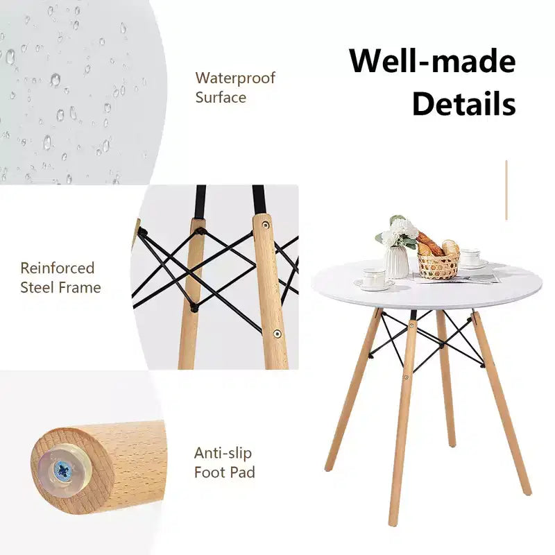 Costway Ensemble Table et Chaises de Salle à Manger 5 Pièces pour 4 Personnes, Table Ronde et 4 Chaises Modernes avec Pieds en Bois Vert/Blanc