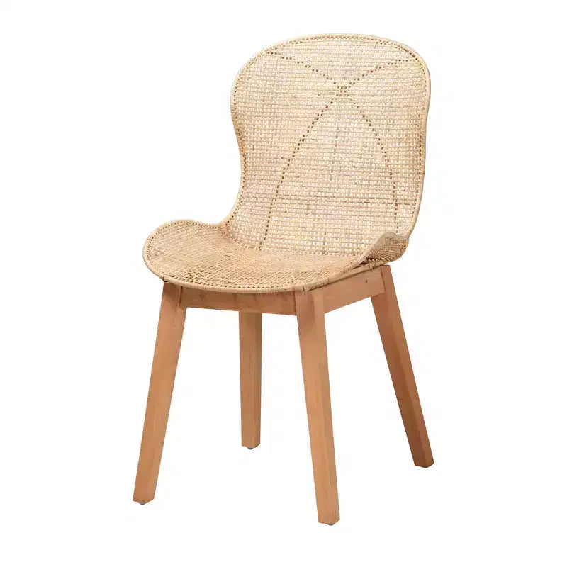 Ensemble de salle à manger 5 pièces Baxton Studio Sabelle en bois et rotin de style Japandi