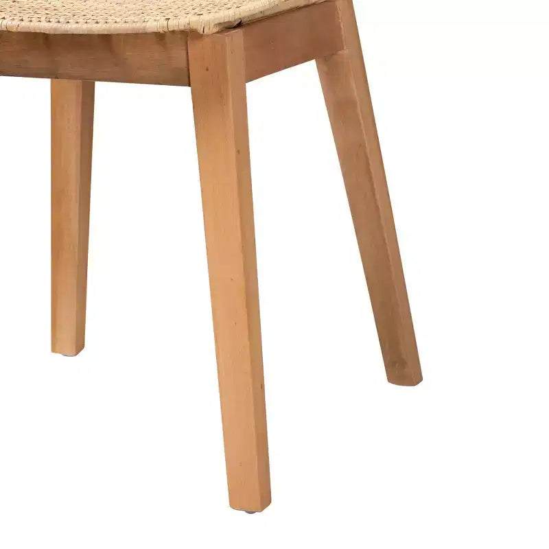 Ensemble de salle à manger 5 pièces Baxton Studio Sabelle en bois et rotin de style Japandi