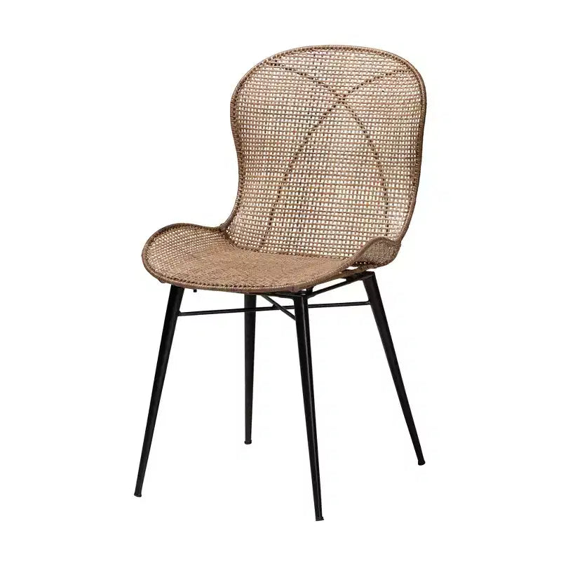 Ensemble de salle à manger 5 pièces Baxton Studio Sabelle en bois et rotin de style Japandi