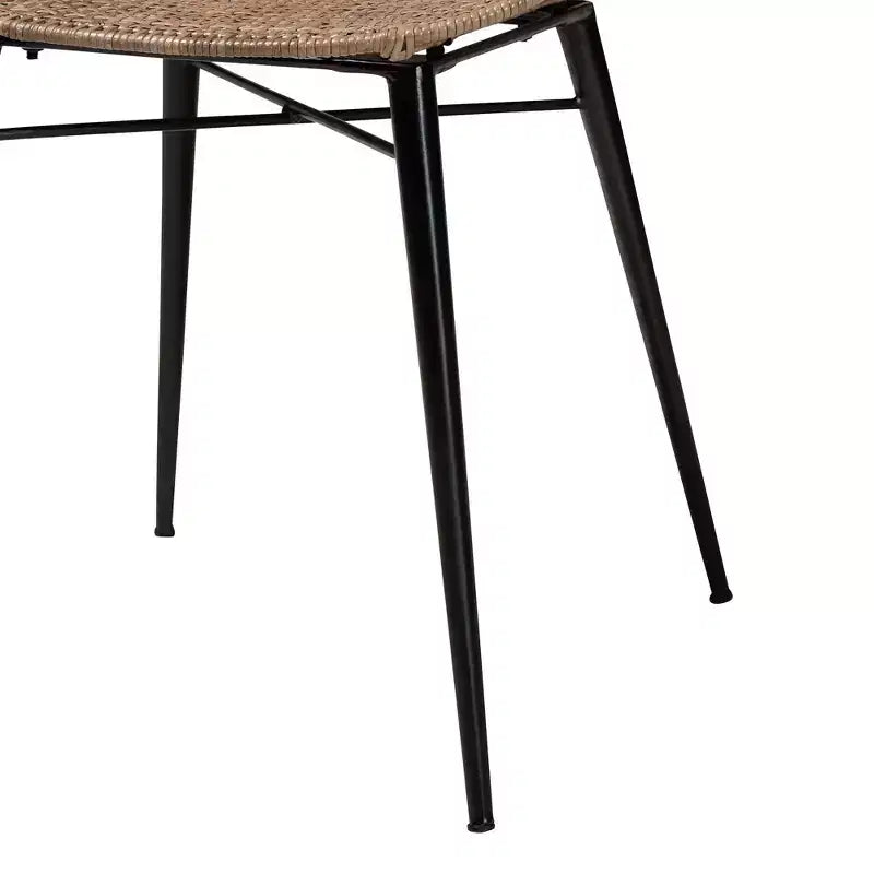 Ensemble de salle à manger 5 pièces Baxton Studio Sabelle en bois et rotin de style Japandi
