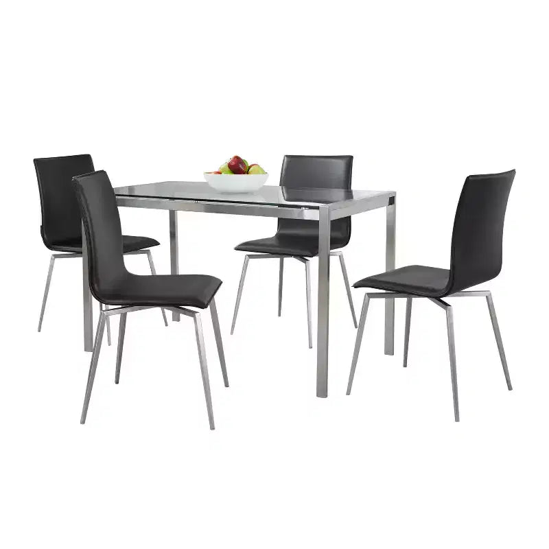 LumiSource 5pc Fuji Mason Swivel Dining Set Stainless Steel